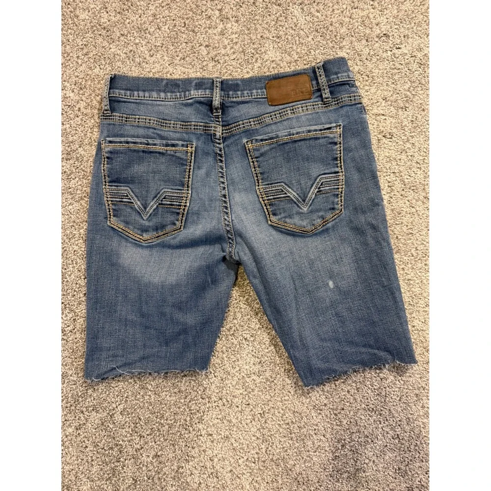 BKE Denim Shorts Mens 34 Blue Jake Bootleg Cut Off Raw Hem Stretch Medium Wash